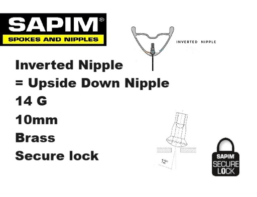 Sapim Upside Down inverted internal 14G 10mm brass