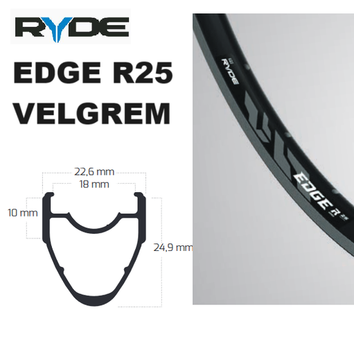 Ryde Edge R25 - Velgrem - 622